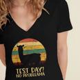 Test Day No Probllama Silhouette Teacher Student Graduation Women's Jersey Short Sleeve Deep V-Neck Tshirt