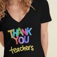 Thank You Teacher Appreciation Graduation Men Women Girls Kids Women's Jersey Short Sleeve Deep V-Neck Tshirt