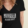 Tips On How To Talk To Me Please Don't Introvert Women's Jersey Short Sleeve Deep V-Neck Tshirt Tips On How To Talk To Me Please Don't Introvert Women's Jersey Short Sleeve Deep V-Neck Tshirt
