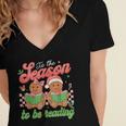 Tis The Season Book Reading Gingerbread Teacher Librarian Women's Jersey Short Sleeve Deep V-Neck Tshirt Tis The Season Book Reading Gingerbread Teacher Librarian Women's Jersey Short Sleeve Deep V-Neck Tshirt