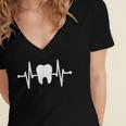 Tooth Heartbeat Dentist Graduation Party Dental Heartbeat Women's Jersey Short Sleeve Deep V-Neck Tshirt