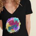 Totally 80's Tie Dye Retro Vibes 1980s Style Nostalgia Women's Jersey Short Sleeve Deep V-Neck Tshirt Totally 80's Tie Dye Retro Vibes 1980s Style Nostalgia Women's Jersey Short Sleeve Deep V-Neck Tshirt