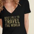 Travel Themed Graduation Tshirt Women's Jersey Short Sleeve Deep V-Neck Tshirt