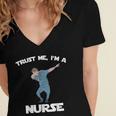 Trust Me I'm Nurse Shirt Dabbing Gift Nursing Graduation Women's Jersey Short Sleeve Deep V-Neck Tshirt