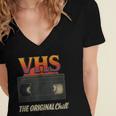 VHS Tape Nostalgia Old School Technology Humor Women's Jersey Short Sleeve Deep V-Neck Tshirt