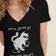 Vibes Are Off Cat Skateboard Introvert Sarcastic Humor Women's Jersey Short Sleeve Deep V-Neck Tshirt