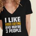 Video Editor Introvert Editing Production Filmmaking Job Women's Jersey Short Sleeve Deep V-Neck Tshirt Video Editor Introvert Editing Production Filmmaking Job Women's Jersey Short Sleeve Deep V-Neck Tshirt