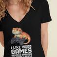 I Like Video Games Bearded Dragon Gamer Introvert Mood Women's Jersey Short Sleeve Deep V-Neck Tshirt I Like Video Games Bearded Dragon Gamer Introvert Mood Women's Jersey Short Sleeve Deep V-Neck Tshirt