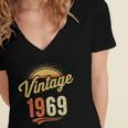 Vintage 1969 Retro Era Badge For Nostalgia Fans Women's Jersey Short Sleeve Deep V-Neck Tshirt Vintage 1969 Retro Era Badge For Nostalgia Fans Women's Jersey Short Sleeve Deep V-Neck Tshirt