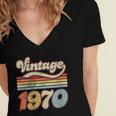 Vintage 1970 Birthday Retro Style 70's Born Nostalgia Outfit Women's Jersey Short Sleeve Deep V-Neck Tshirt