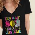 Vintage 80s Vibes Costume Nostalgia 1980s Fashion Cassette Women's Jersey Short Sleeve Deep V-Neck Tshirt