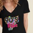 Vintage 90's Babe Party Back To 90s Cassette Nostalgia Women's Jersey Short Sleeve Deep V-Neck Tshirt