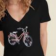 Vintage Bicycle With Playing Cards Nostalgia Women's Jersey Short Sleeve Deep V-Neck Tshirt Vintage Bicycle With Playing Cards Nostalgia Women's Jersey Short Sleeve Deep V-Neck Tshirt