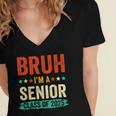 Vintage Bruh I'm A Senior Class Of 2025 Graduation Women Men Women's Jersey Short Sleeve Deep V-Neck Tshirt