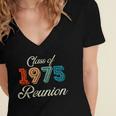 Vintage Class Of 1975 Reunion 50th Graduation Classmate Cool Women's Jersey Short Sleeve Deep V-Neck Tshirt