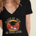 Vintage Class Of 1976 50 Years Later Reunion 50th Graduation Women's Jersey Short Sleeve Deep V-Neck Tshirt