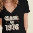 Vintage Class Of 1976 76 High School Graduation Women's Jersey Short Sleeve Deep V-Neck Tshirt