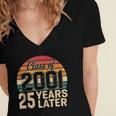 Vintage Class Of 2001 25 Years Later Reunion 25th Graduation Women's Jersey Short Sleeve Deep V-Neck Tshirt