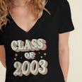 Vintage Class Of 2003 03 High School Graduation Women's Jersey Short Sleeve Deep V-Neck Tshirt