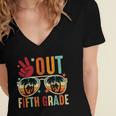 Vintage Peace Out 5th Grade Graduation Last Day Of School Women's Jersey Short Sleeve Deep V-Neck Tshirt