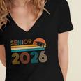 Vintage Senior 2026 Graduate Class Of 2026 Graduation Grad Women's Jersey Short Sleeve Deep V-Neck Tshirt