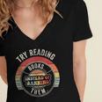 Vintage Try Reading Books Instead Of Banning Them Book Lover Women's Jersey Short Sleeve Deep V-Neck Tshirt