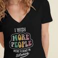 Vintage I Wish More People Were Fluent In Silence Introvert Women's Jersey Short Sleeve Deep V-Neck Tshirt