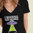 I Wanna Go Home Introvert UFO UAP Flying Saucer Trippy Alien Women's Jersey Short Sleeve Deep V-Neck Tshirt I Wanna Go Home Introvert UFO UAP Flying Saucer Trippy Alien Women's Jersey Short Sleeve Deep V-Neck Tshirt