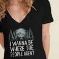 I Wanna Be Where People Aren’t For Camping Hiking Introvert Women's Jersey Short Sleeve Deep V-Neck Tshirt