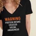 Warning Protein Intake Exceeds Social Awareness Introvert Women's Jersey Short Sleeve Deep V-Neck Tshirt Warning Protein Intake Exceeds Social Awareness Introvert Women's Jersey Short Sleeve Deep V-Neck Tshirt