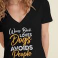 Wears Loves Dogs Avoids People I Introvert Women's Jersey Short Sleeve Deep V-Neck Tshirt Wears Loves Dogs Avoids People I Introvert Women's Jersey Short Sleeve Deep V-Neck Tshirt