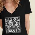 Weird Girls Club Vintage Linocut Retro Introvert Aesthetic Women's Jersey Short Sleeve Deep V-Neck Tshirt