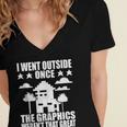 I Went Outside Once Introverts Joke Social Loner Women's Jersey Short Sleeve Deep V-Neck Tshirt I Went Outside Once Introverts Joke Social Loner Women's Jersey Short Sleeve Deep V-Neck Tshirt