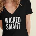 Wicked Smaht Boston Accent Graduation Tee Women's Jersey Short Sleeve Deep V-Neck Tshirt