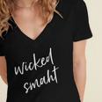 Wicked Smaht Boston Accent Graduation Women's Jersey Short Sleeve Deep V-Neck Tshirt