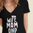 Wife Mom DNP Doctor Of Nursing Practice Graduation Women's Jersey Short Sleeve Deep V-Neck Tshirt