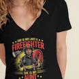 Woman Firefighter Aunt TiTi Auntie Black Graduation Women's Jersey Short Sleeve Deep V-Neck Tshirt