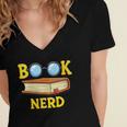 Women's Adorable Book Nerd Typography Minimalist Library Lover Women's Jersey Short Sleeve Deep V-Neck Tshirt