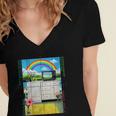 Women's Frutiger Aero Aesthetic Rainbow Glitch Art Women's Jersey Short Sleeve Deep V-Neck Tshirt Women's Frutiger Aero Aesthetic Rainbow Glitch Art Women's Jersey Short Sleeve Deep V-Neck Tshirt