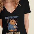 Women's Grouchy Capybara Not Friendly Do Not Touch Introvert Women's Jersey Short Sleeve Deep V-Neck Tshirt
