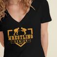 Wrestling Senior Night Wrestling Senior 2025 Graduation 17 Women's Jersey Short Sleeve Deep V-Neck Tshirt