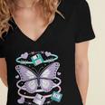 Y2K Butterfly Floppy Disk Art Digital Nostalgia Women's Jersey Short Sleeve Deep V-Neck Tshirt Y2K Butterfly Floppy Disk Art Digital Nostalgia Women's Jersey Short Sleeve Deep V-Neck Tshirt