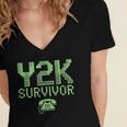 Y2K Survivor 2000s Nostalgia Retro Vintage Nostalgic Women's Jersey Short Sleeve Deep V-Neck Tshirt