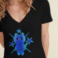 Yk2 Grunge Earthy Blue Cat With Stars Tomboy 90s Nostalgia Women's Jersey Short Sleeve Deep V-Neck Tshirt Yk2 Grunge Earthy Blue Cat With Stars Tomboy 90s Nostalgia Women's Jersey Short Sleeve Deep V-Neck Tshirt