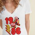 1986 Retro Roller Skate Vintage 80s Nostalgia Collector Women's Jersey Short Sleeve Deep V-Neck Tshirt
