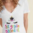 1st Grade Nailed ItShirt Unicorn Graduation Class Of 2018 Women's Jersey Short Sleeve Deep V-Neck Tshirt