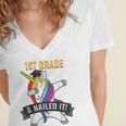 1ST GRADE NAILED IT UNICORN DABBING GRADUATION T-SHIRT Women's Jersey Short Sleeve Deep V-Neck Tshirt