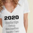 2020 Stole My Prom Graduation Senior Year Class Of 2020 Women's Jersey Short Sleeve Deep V-Neck Tshirt