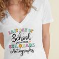 2026 Last Day Of School Autograph 8th Grade Graduation Party Women's Jersey Short Sleeve Deep V-Neck Tshirt