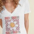 3rd Grade Graduation Cute Groovy Last Day Of Third Grade Women's Jersey Short Sleeve Deep V-Neck Tshirt